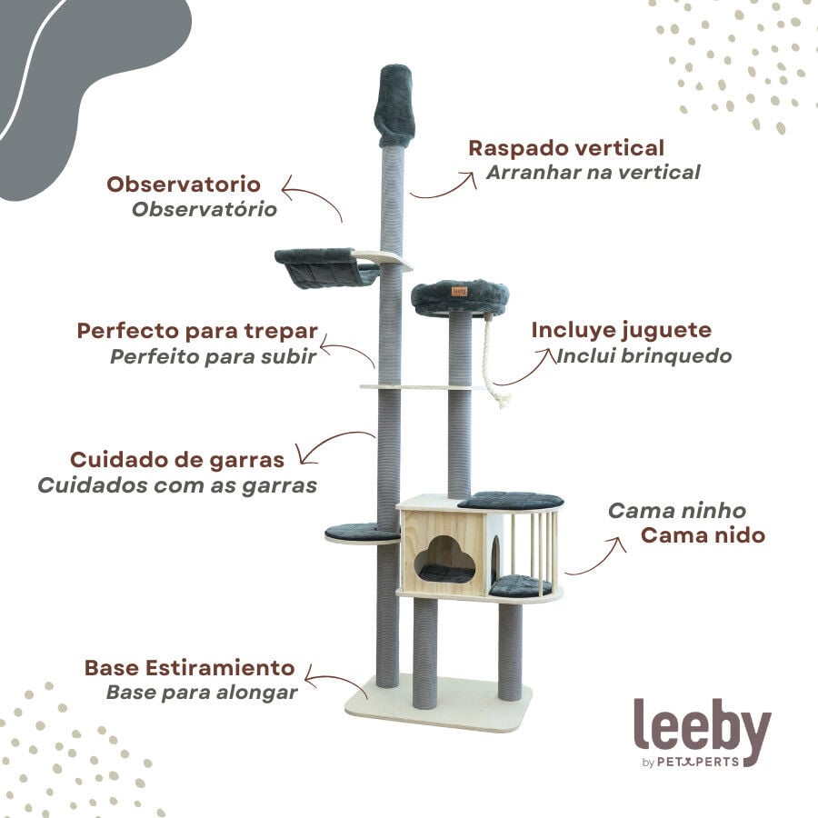 Leeby Cloud Collection torre rascador de techo con cama y juguete para gatos, , large Imagen numero 4