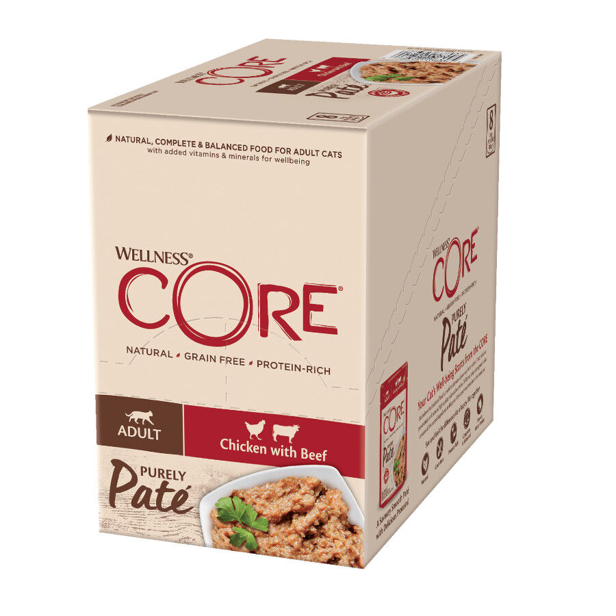 85 g Wellness Core Adult Purely Pollo y Ternera en Pat&eacute; sobre para gatos, , large Imagen numero 1