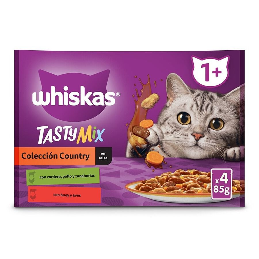 4 sobres x 85 g Whiskas Tasty Mix Colecci&oacute;n Country Salsa en Bolsita para gatos, , large Imagen numero 1