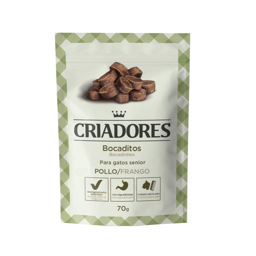 70 g Criadores Bocaditos Senior de Pollo para gatos, , large Imagen numero 1