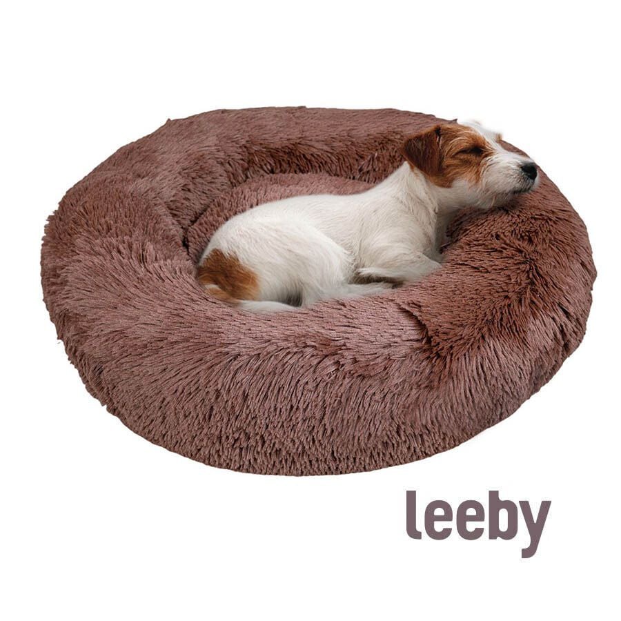 Leeby Cama Redonda Antiestr&eacute;s Marr&oacute;n para perros, , large indicador imagen numero 1