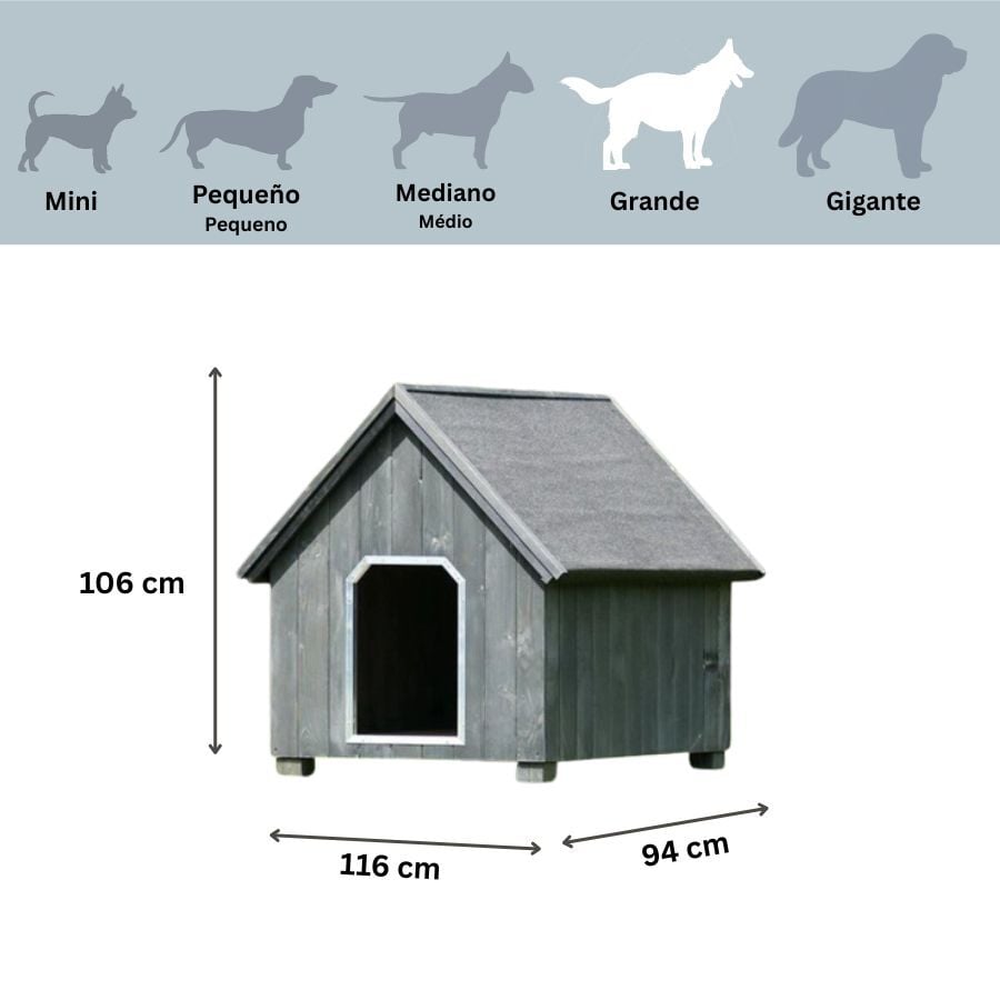 TK-Pet Alpine Caseta de Madera Gris para perros, , large indicador imagen numero 3