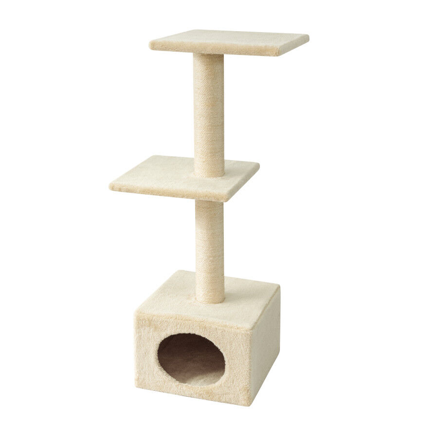 Leeby Colette torre rascador con cama nido beige para gatos, , large Imagen numero 1