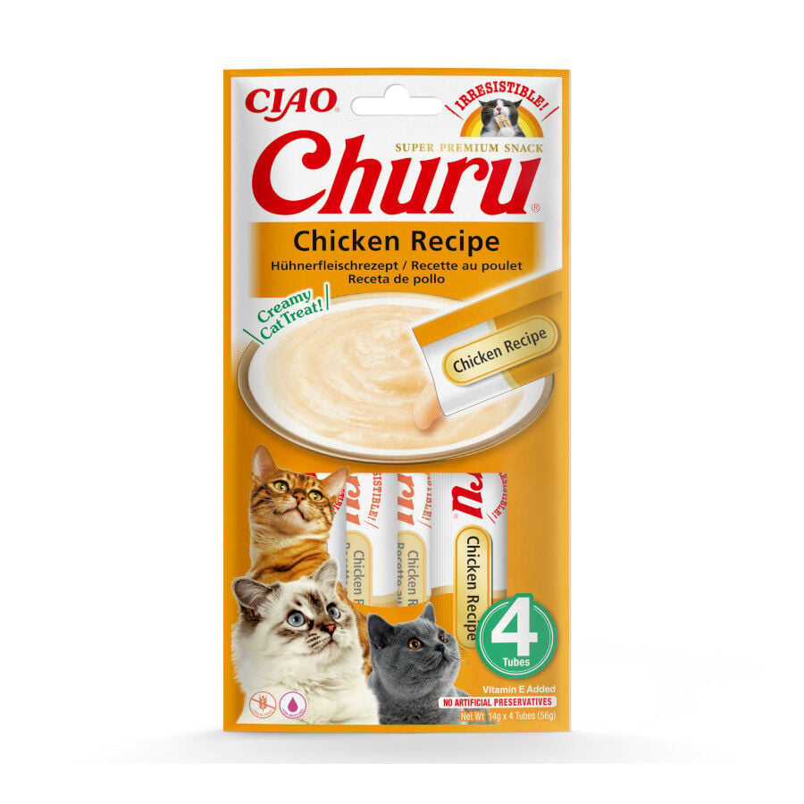 4 sobres x 14 g Churu Snack Cremoso de Pollo para gatos, , large indicador imagen numero 1