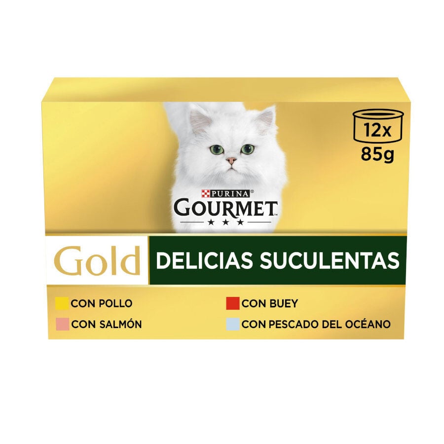 96 latas x 85 g Gourmet Gold Delicias Suculentas Mixtas lata para gatos, , large indicador imagen numero 1