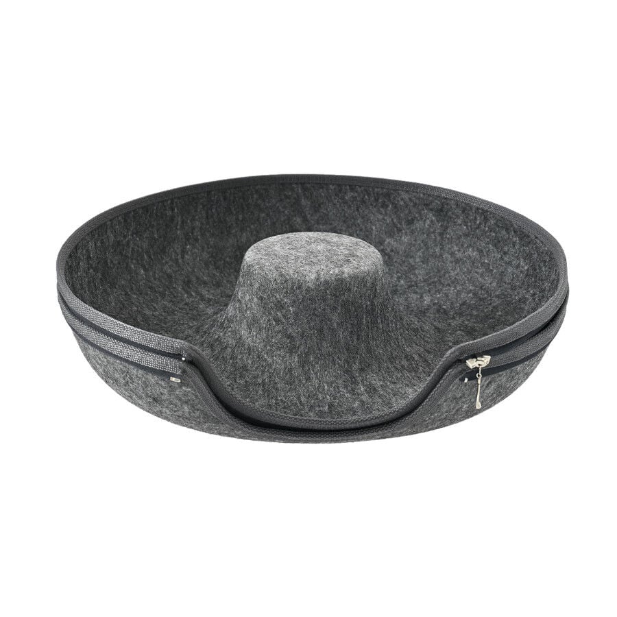 Leeby Cama T&uacute;nel Fieltro Gris para gatos, , large Imagen numero 3