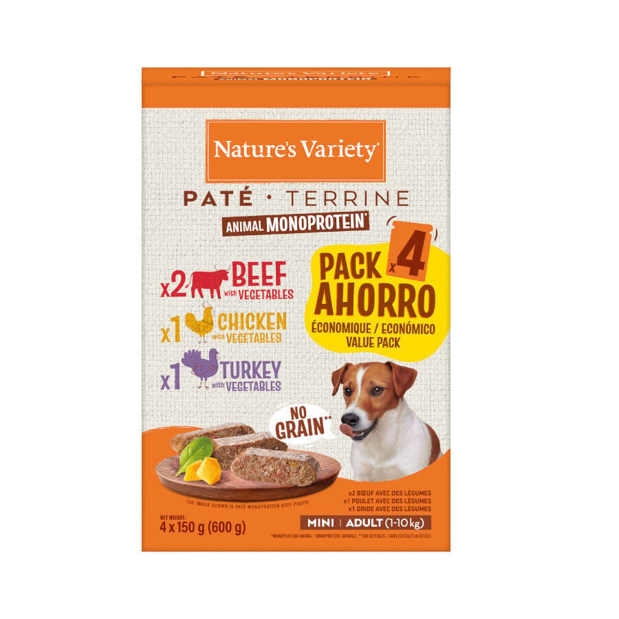 4 sobres x 150 g Nature's Variety Adult Mini Pat&eacute; sobre para perros, , large indicador imagen numero 3