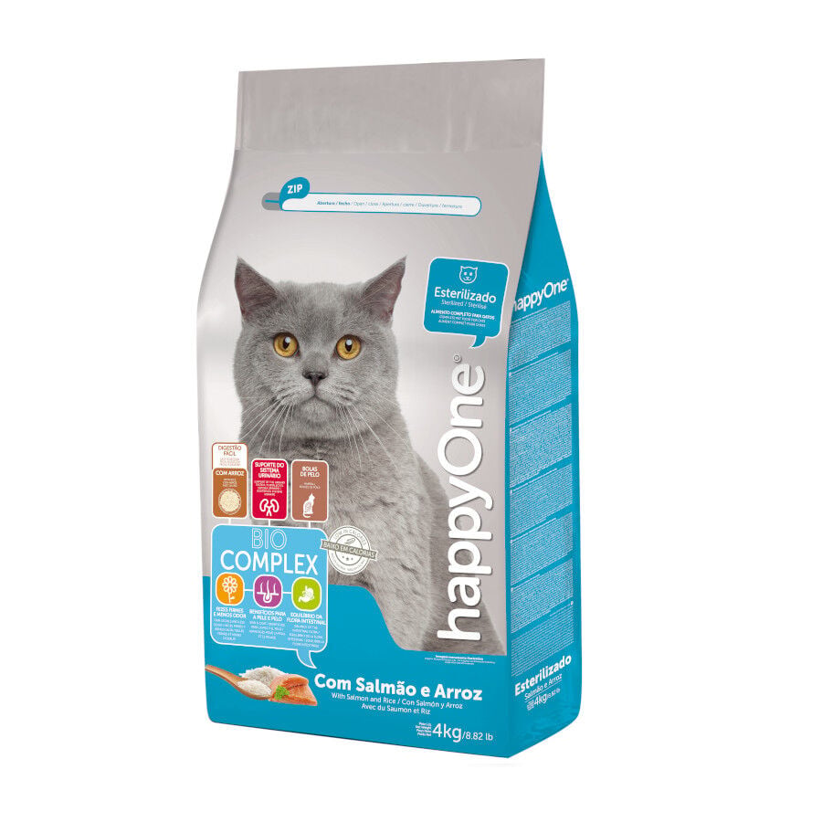 happyOne Adult Esterilizado Salm&oacute;n y Arroz pienso para gatos, , large Imagen numero 1