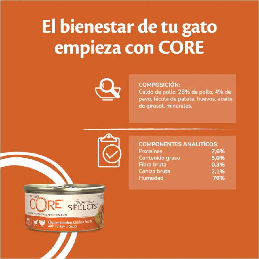 79 g Wellness Core Chunky pollo y pavo lata para gatos, , large indicador imagen numero 3