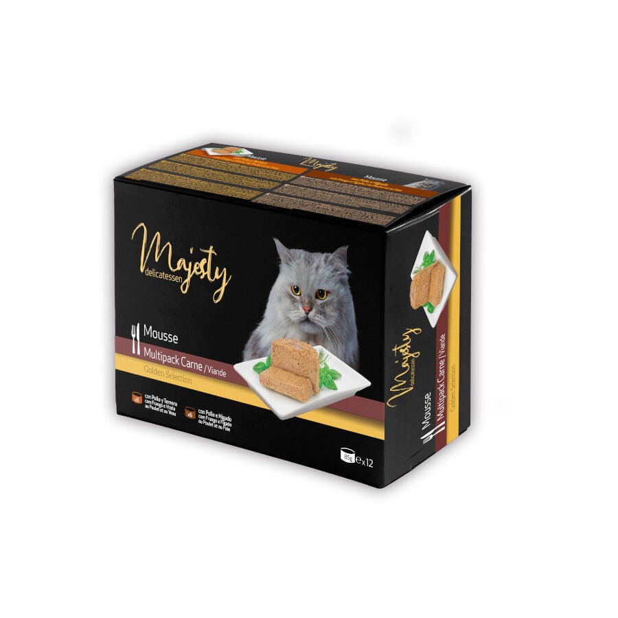 Majesty Adult Gold Selection Mousse Carne lata para gatos &ndash; Pack