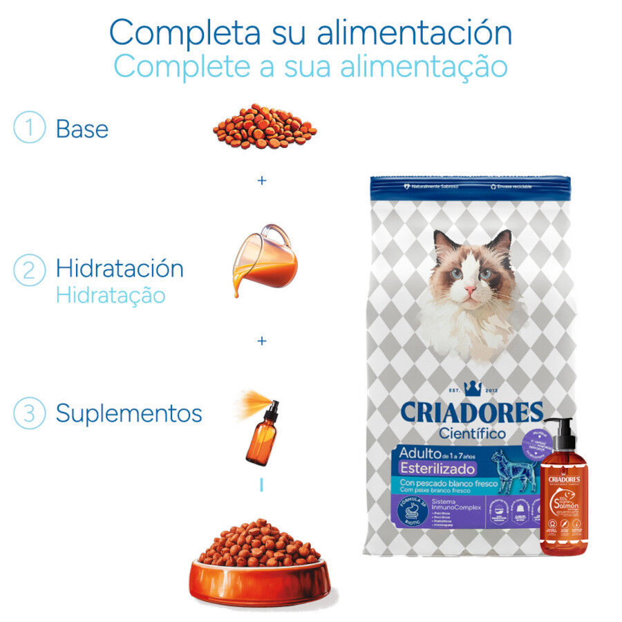 2 kg Criadores Cient&iacute;fico Adulto Esterilizado Pescado Blanco pienso para gatos, , large indicador imagen numero 8