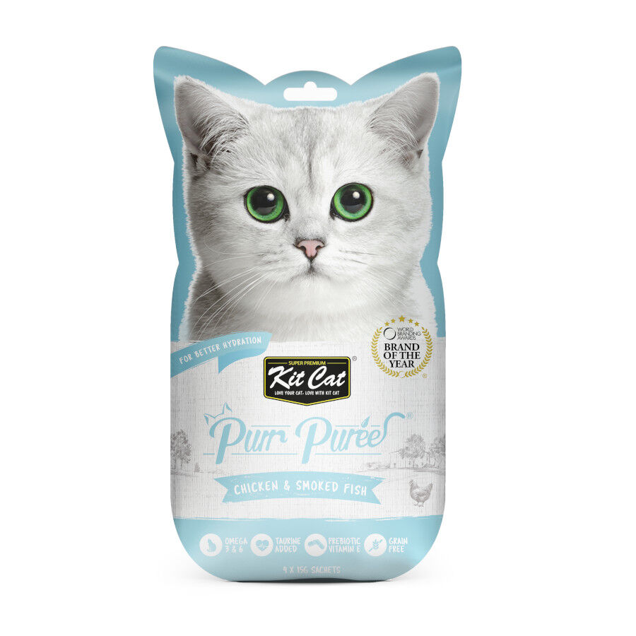 Kit Cat PurPuree Pollo y Pescado Ahumado Snack para gatos