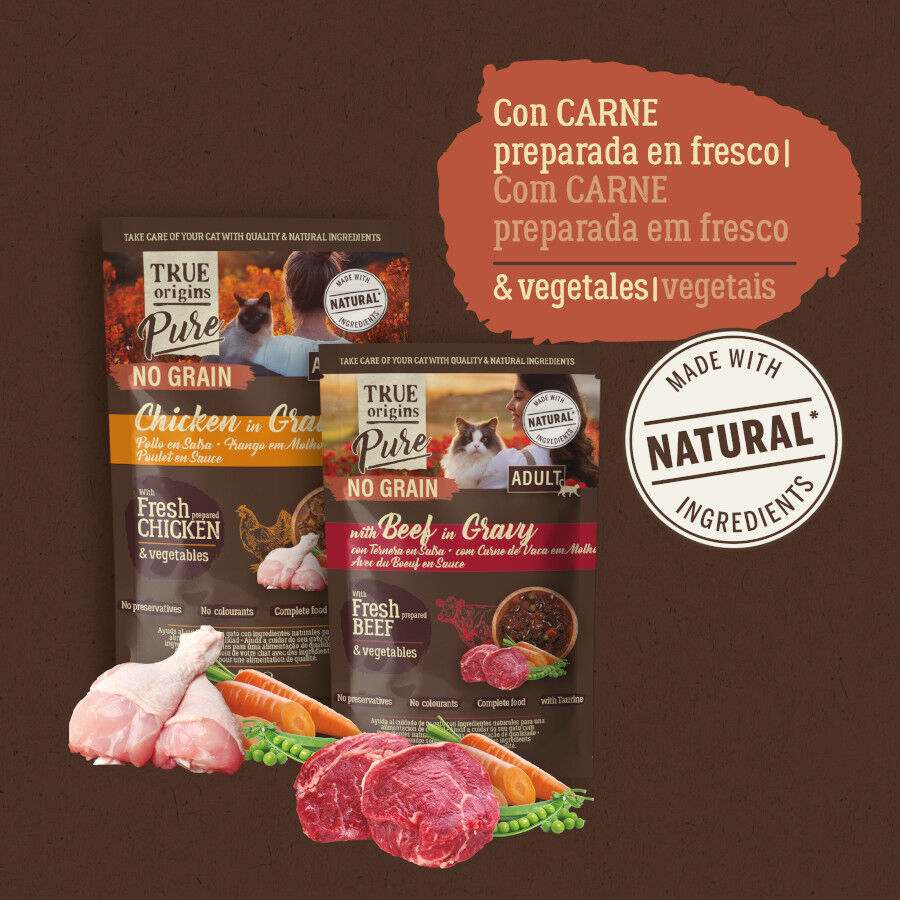 4 sobres x 85 g True Origins Pure Carne en Salsa Sobres para gatos - Multipack, , large indicador imagen numero 3