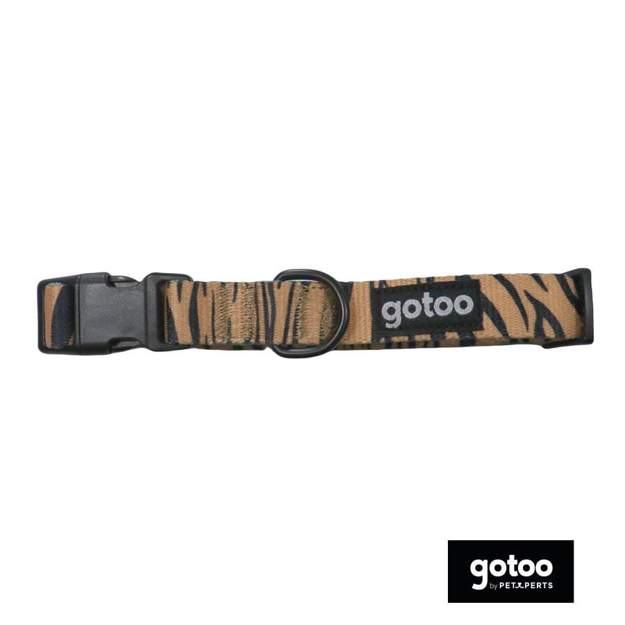 Gotoo Collar estampado trigre marr&oacute;n para perros