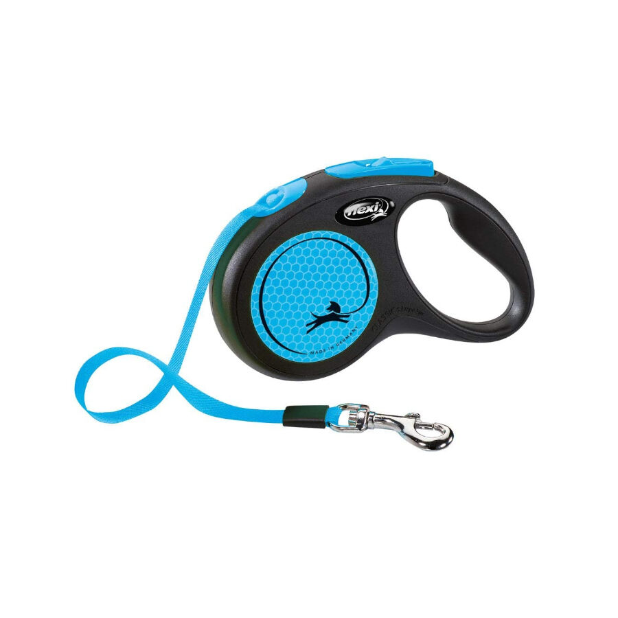 Flexi New Ne&oacute;n Correa Extensible azul para perros