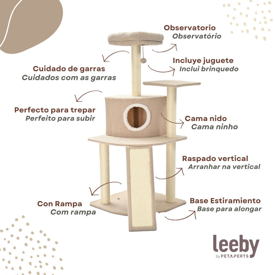 Leeby Boucle Collection &Aacute;rbol rascador con cama nido y rampa para gatos, , large Imagen numero 3