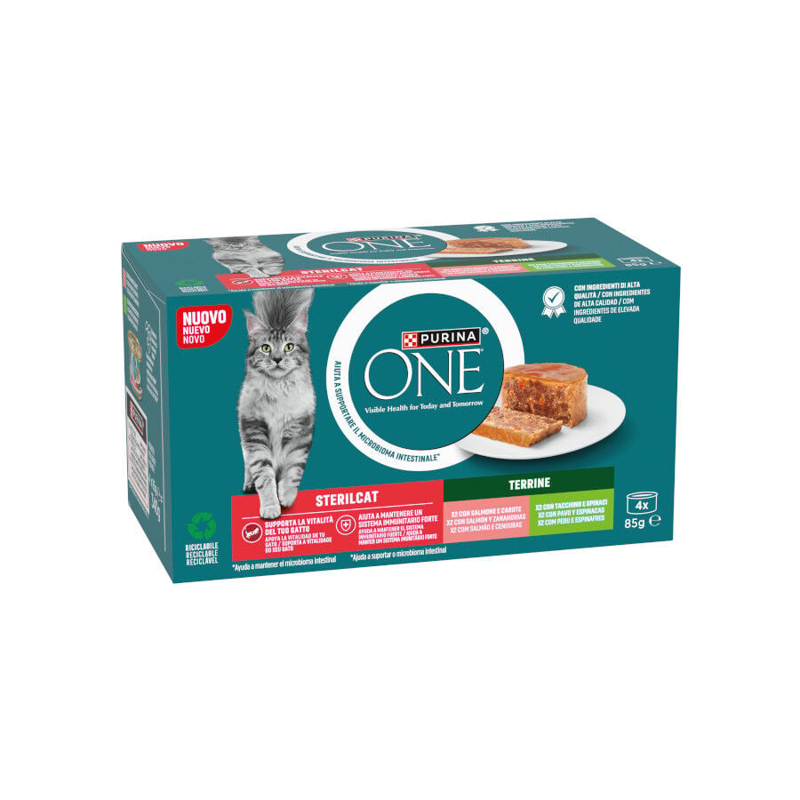 Purina ONE Esterilizado Salm&oacute;n y Pavo latas para gatos