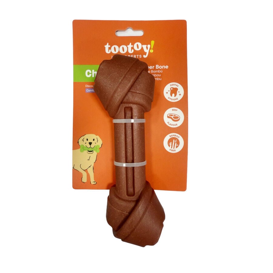 Tootoy! Hueso Mordedor de Bamb&uacute; Sabor Carne Marr&oacute;n para perros, , large Imagen numero 7