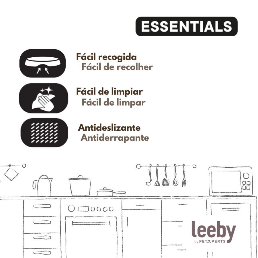 Leeby Comedero Pl&aacute;stico Taupe para perros, , large indicador imagen numero 5
