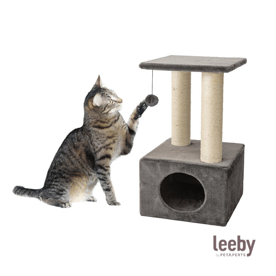 Leeby Colette Scratch rascador con cama nido y juguete gris para gatos, , large indicador imagen numero 2