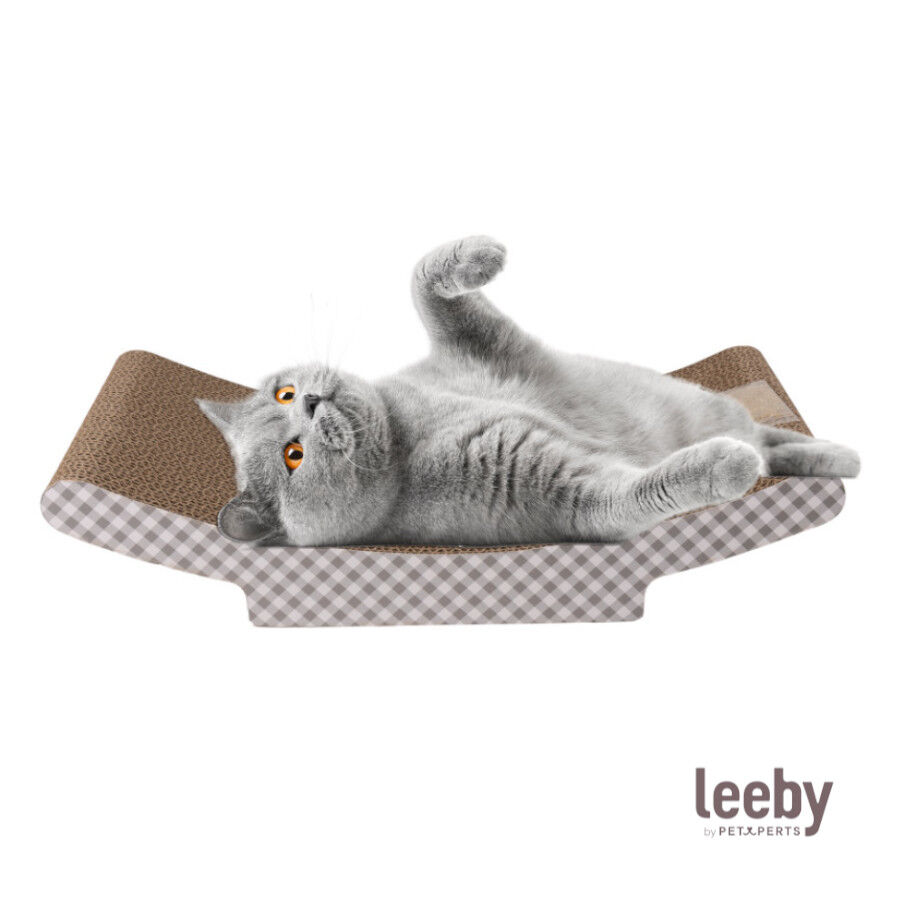 Leeby Remy Rocker rascador horizontal de cart&oacute;n con estampado a cuadros para gatos, , large Imagen numero 2