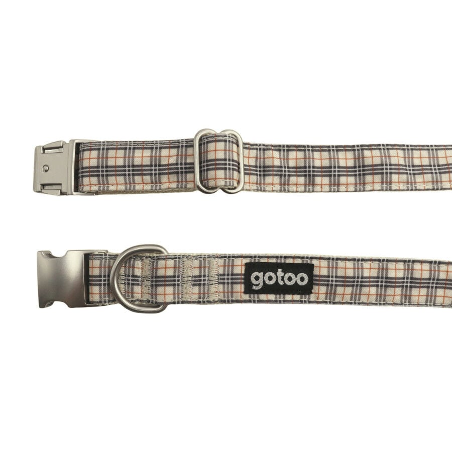 Gotoo Collar estampado tart&aacute;n marr&oacute;n para perros, , large Imagen numero 3