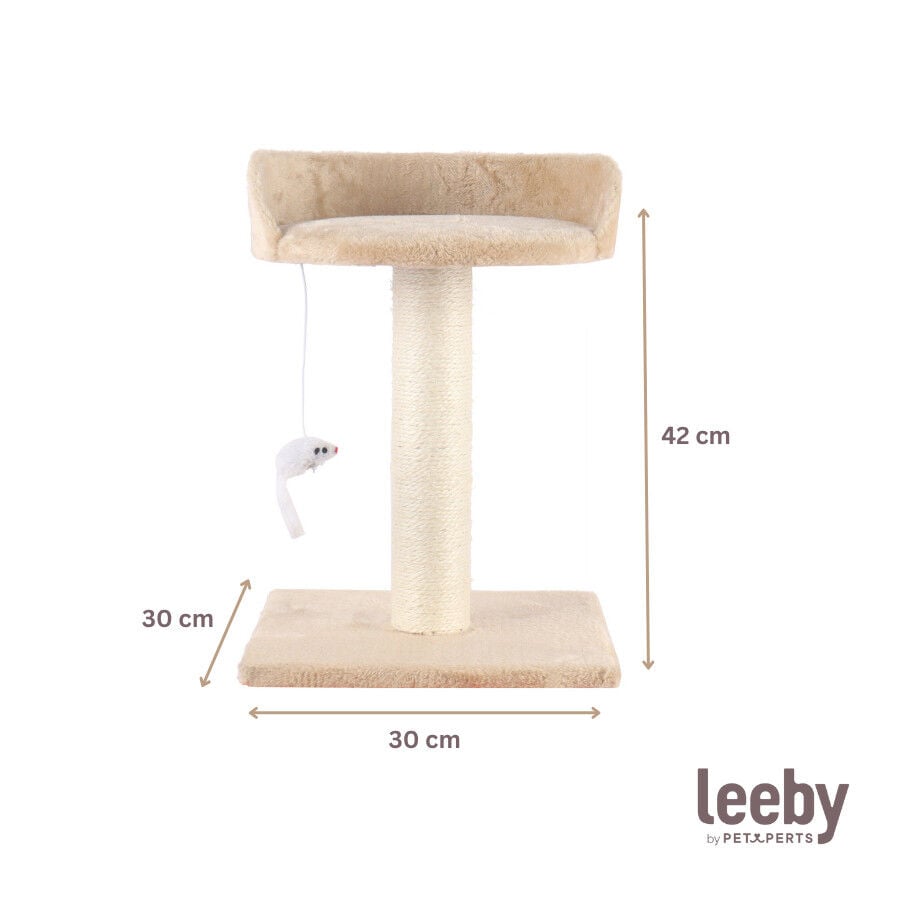 Leeby Tigrou rascador con cama y juguete beige para gatos, , large indicador imagen numero 5