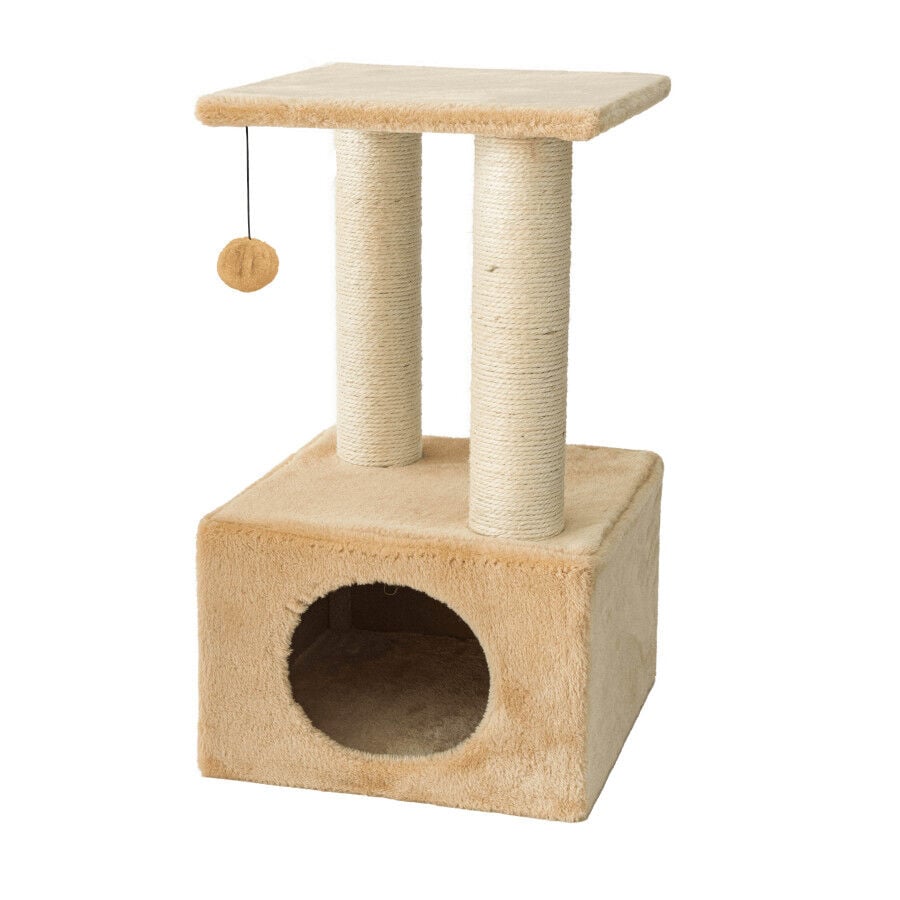 Leeby Colette Scratch rascador con cama nido y juguete beige para gatos, , large Imagen numero 1