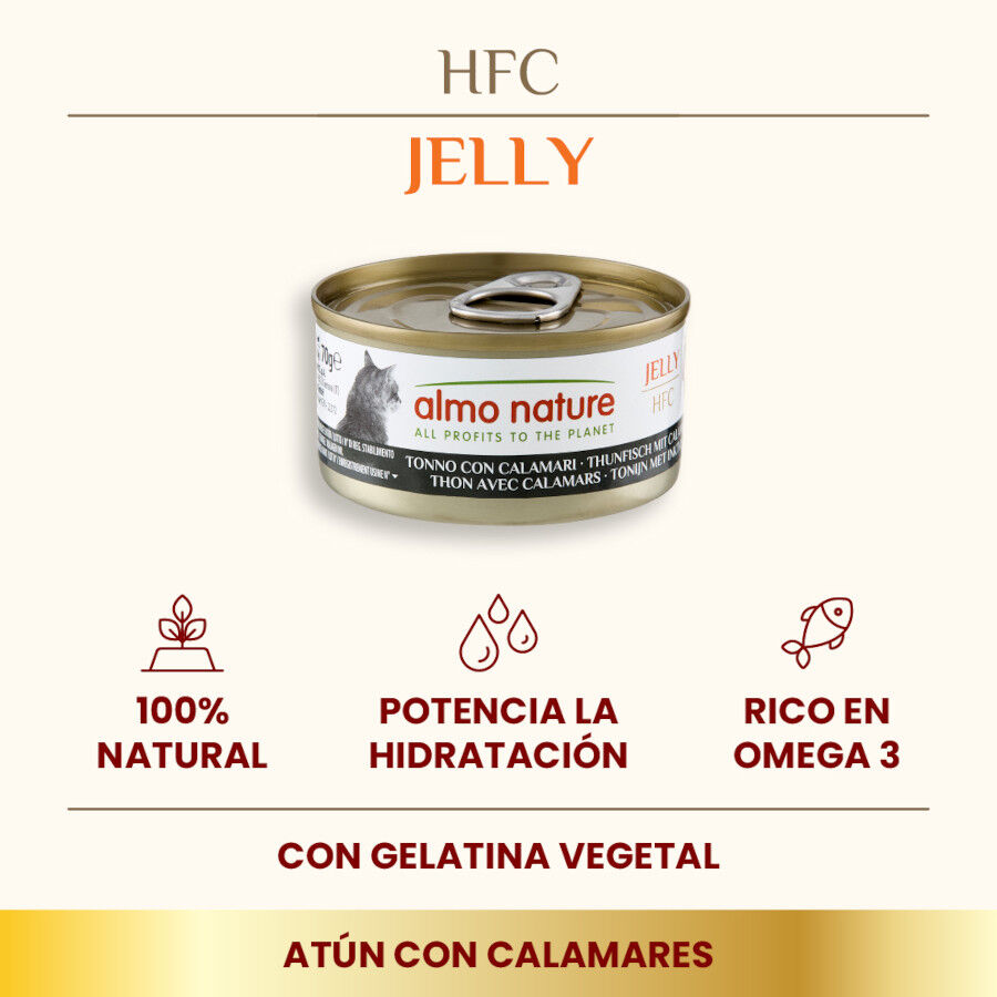 70 g Almo Nature HFC At&uacute;n y Calamares en Gelatina lata para gatos , , large Imagen numero 2