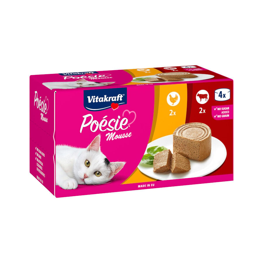 4 latas x 85 g Vitakraft Po&eacute;sie Mousse Pollo y Ternera lata para gatos, , large Imagen numero 1