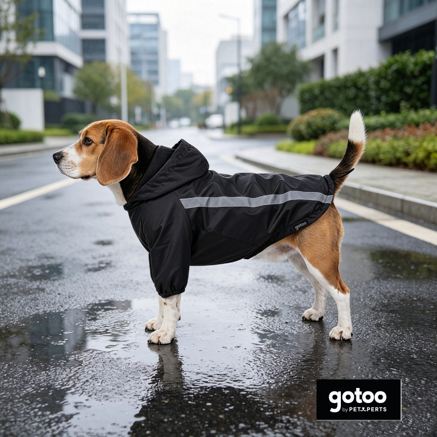 Gotoo Abrigo Impermeable Reflectante Negro para perros, , large Imagen numero 1
