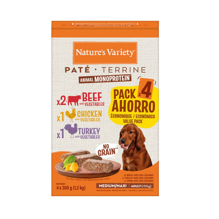 4 sobres x 300 g Nature's Variety Original Adult Medium Pat&eacute; sobre para perros, , large indicador imagen numero 3