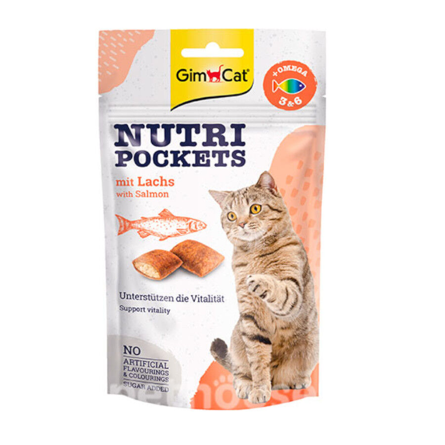 60 g GimCat Bocaditos Nutri Pockets de Salm&oacute;n para gatos, , large Imagen numero 1