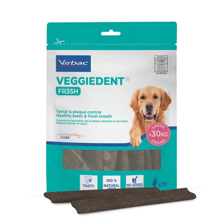 15 barritas Virbac Snacks Dentales Veggiedent Fresh para perros de raza grande, , large indicador imagen numero 1