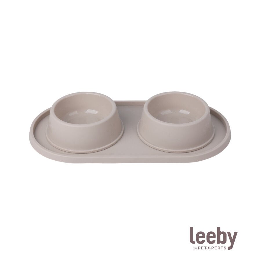 Leeby Comedero Doble de Pl&aacute;stico para perros y gatos, , large indicador imagen numero 2