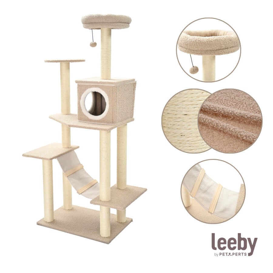 Leeby Boucle Collection &Aacute;rbol rascador con cama nido y puente para gatos, , large Imagen numero 7