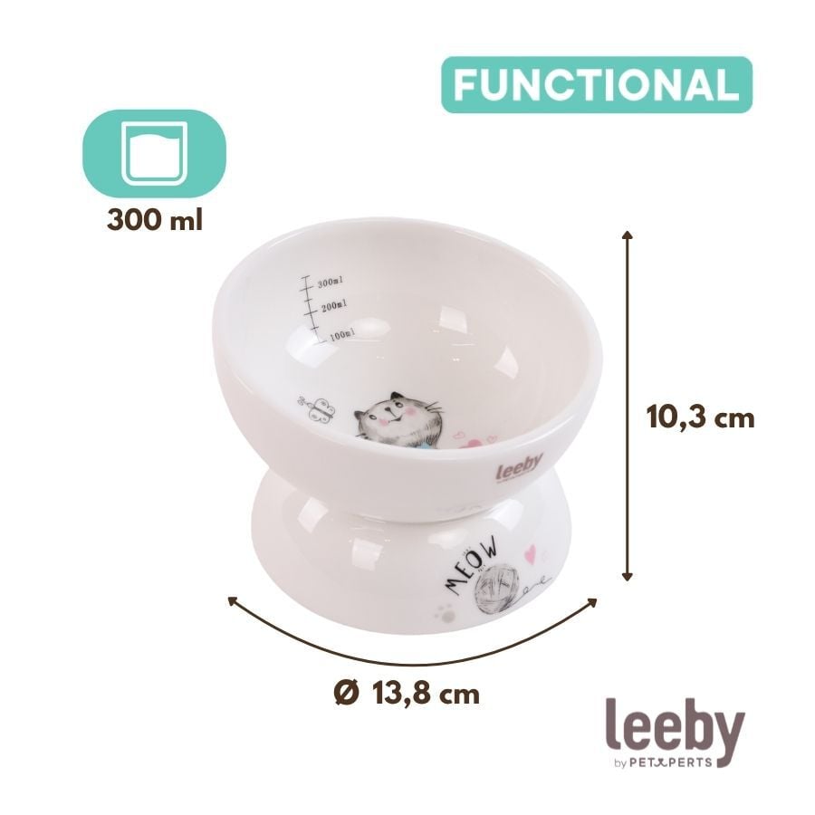 Leeby Comedero Elevado de Cer&aacute;mica Blanco para gatos, , large indicador imagen numero 4