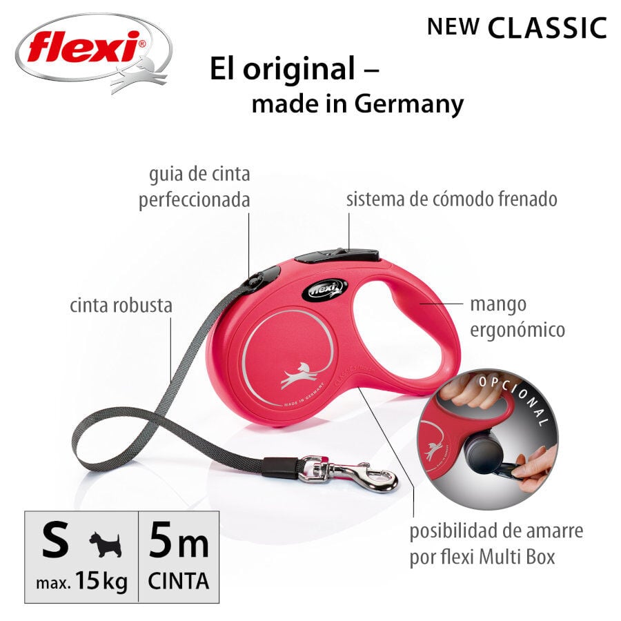 Flexi New Classic Correa Extensible de Cinta Roja para perros, , large Imagen numero 2