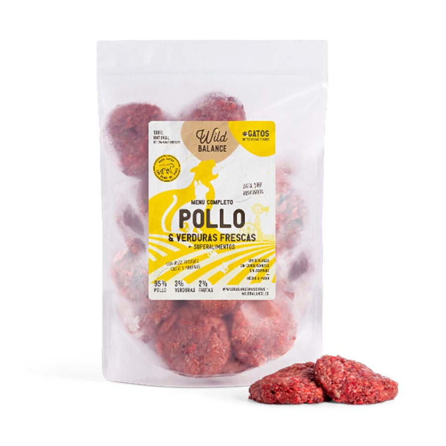 1 kg Wild Balance Men&uacute; Barf pollo con verduras comida congelada para gatos, , large indicador imagen numero 1