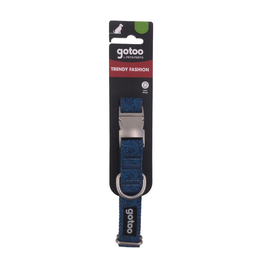 Gotoo Collar estampado cachemira cl&aacute;sica azul para perros, , large indicador imagen numero 5
