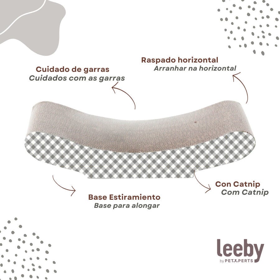 Leeby Remy Rocker rascador horizontal de cart&oacute;n con estampado a cuadros para gatos, , large Imagen numero 3