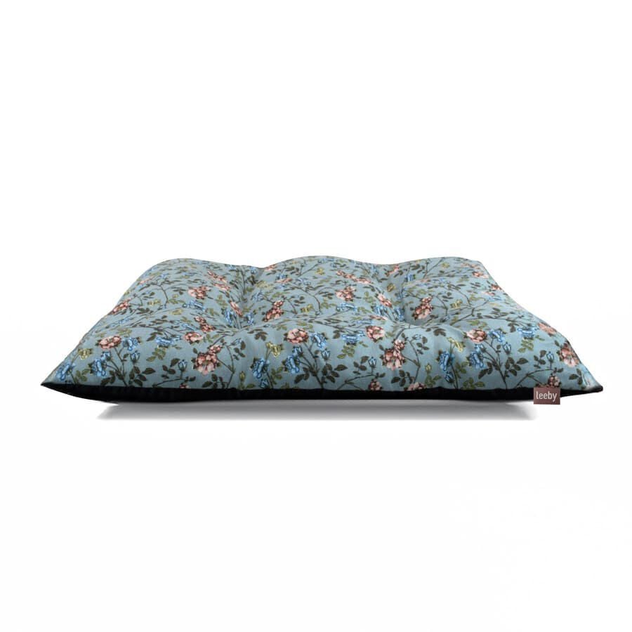 Leeby Coj&iacute;n Acolchado Turquesa de Flores para perros, , large Imagen numero 1
