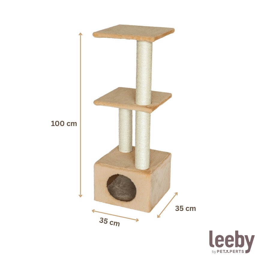 Leeby Colette DoubPost torre rascador con cama nido beige para gatos, , large Imagen numero 4