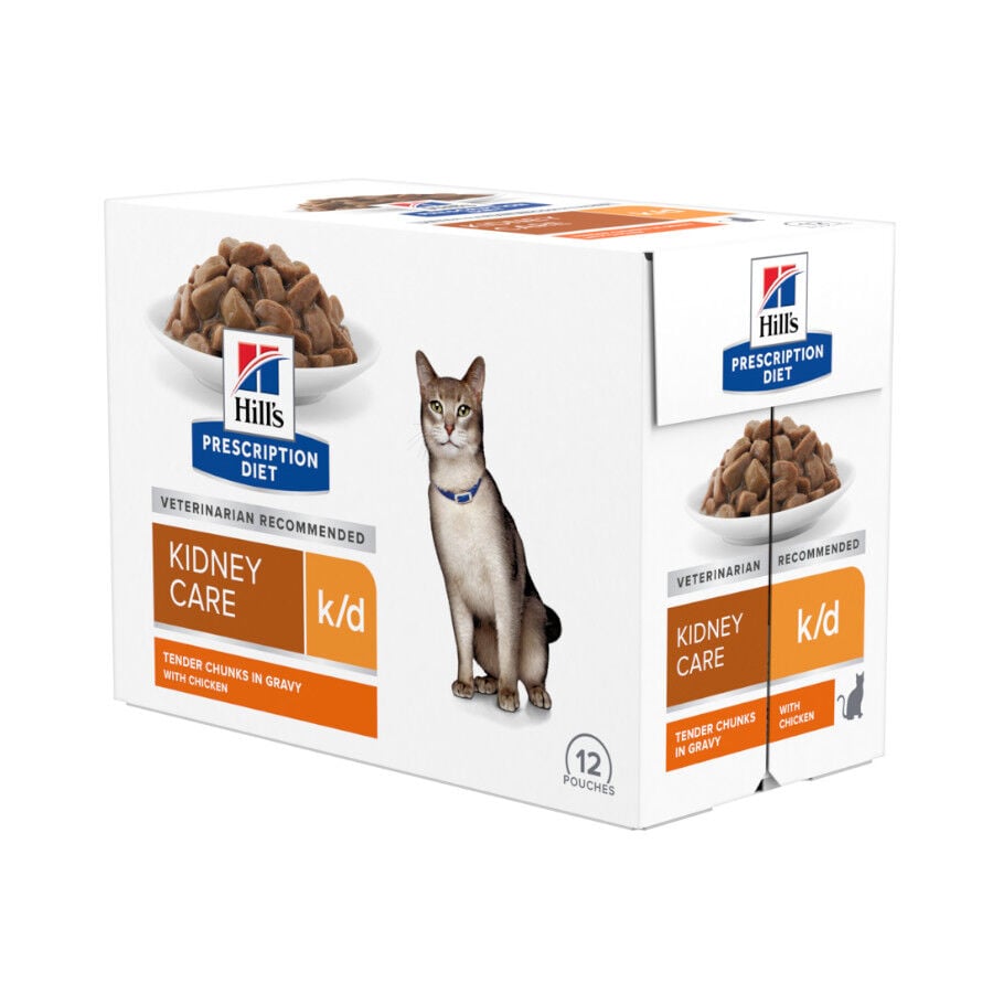 12 sobres x 85 g Hill's Prescription Diet Kidney Care k/d Pollo sobre para gatos, , large indicador imagen numero 1