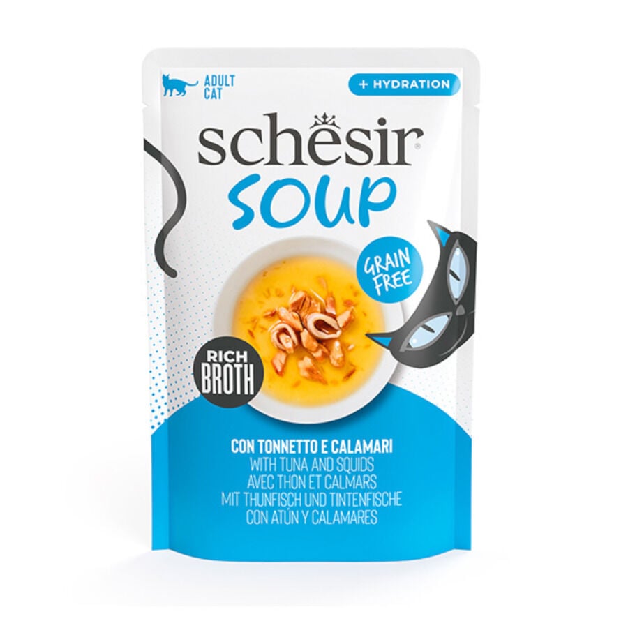Schesir At&uacute;n y Calamar en Sopa sobre para gatos
