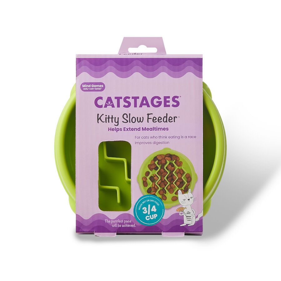 Catstages Cat Fun Comedero Lento Verde para gatos, , large indicador imagen numero 7