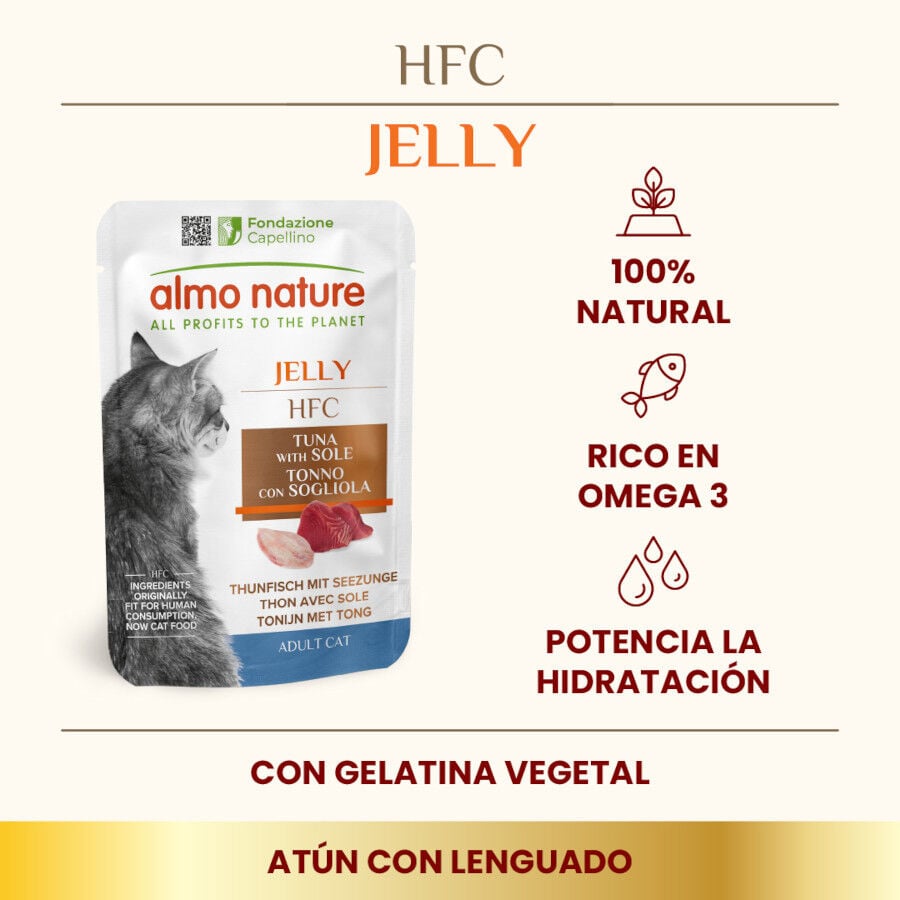 55 g Almo Nature HFC At&uacute;n con Lenguado en Gelatina sobre para gatos, , large Imagen numero 2