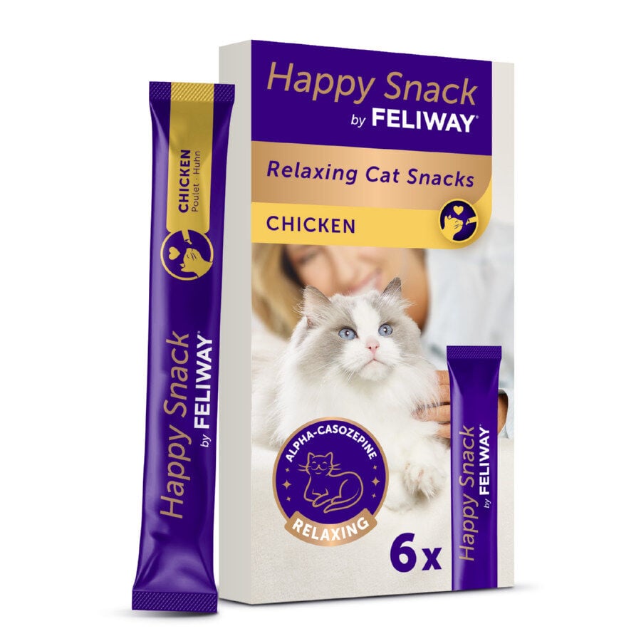 6 sobres x 10 g Feliway Sobres Happy Snack Relajante Pollo para gatos, , large indicador imagen numero 1