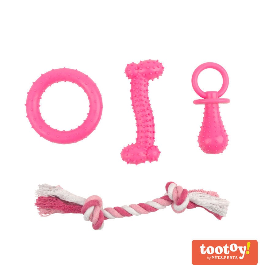 Tootoy! Chew Teething Set Rosa de mordedores para cachorros, , large indicador imagen numero 1