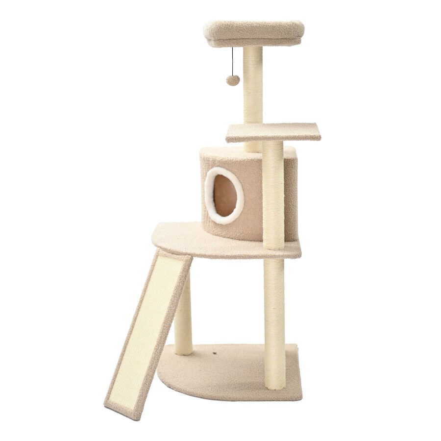 Leeby Boucle Collection &Aacute;rbol rascador con cama nido y rampa para gatos, , large Imagen numero 1